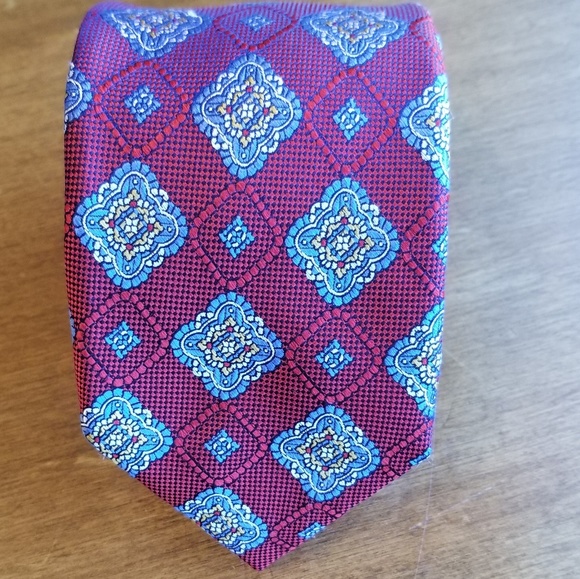 Robert Talbott red medallion silk tie